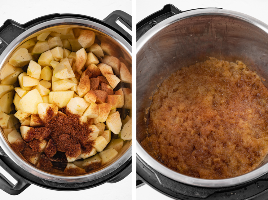 Step-by-step photos of how to make Instant Pot applesauce