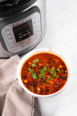 Photo of a bowl of Instant Pot vegan chili