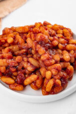 Photo of a plate of vegan baked beans