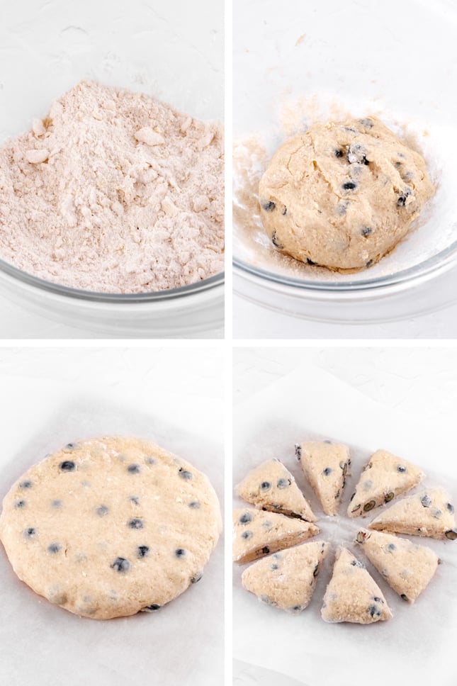 Photo of some of the steps of how to make vegan scones