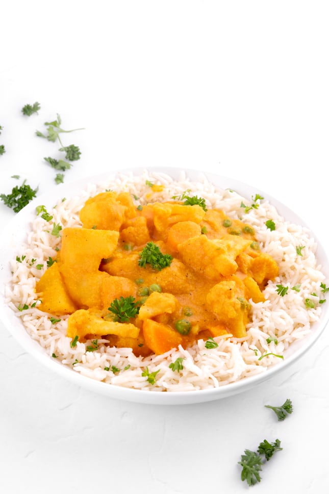 Photo of a plate of vegetable korma