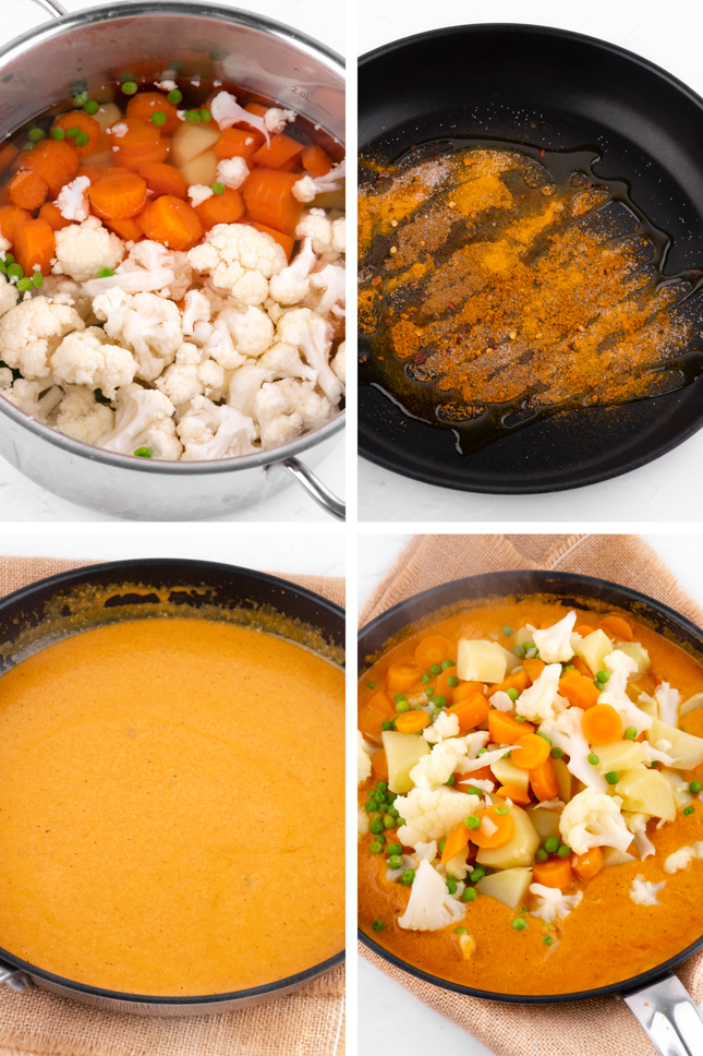Step-by-step photos of how to make vegetable korma
