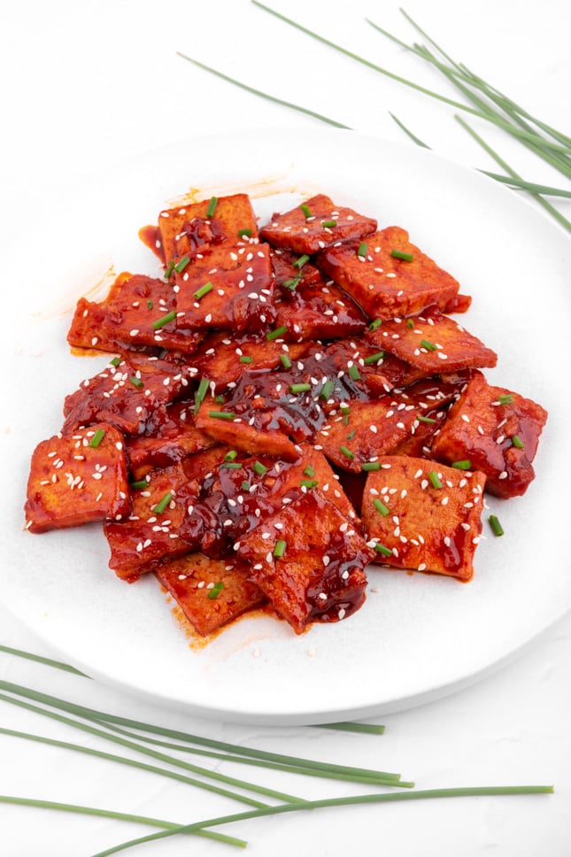 Photo of a plate of spicy tofu
