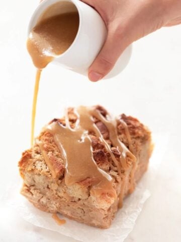 Photo of bread pudding with sugar glaze