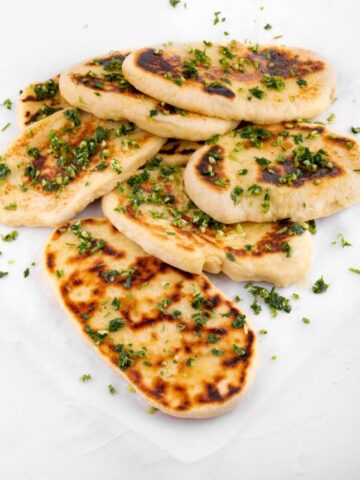 Photo of some slices of vegan naan