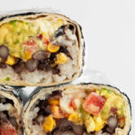 Photo of some vegan burritos with a heading