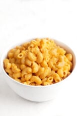 Photo of a bowl of vegan mac and cheese