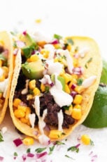 Close-up photo of a vegan taco