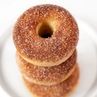 Square photo of a pile of vegan donuts
