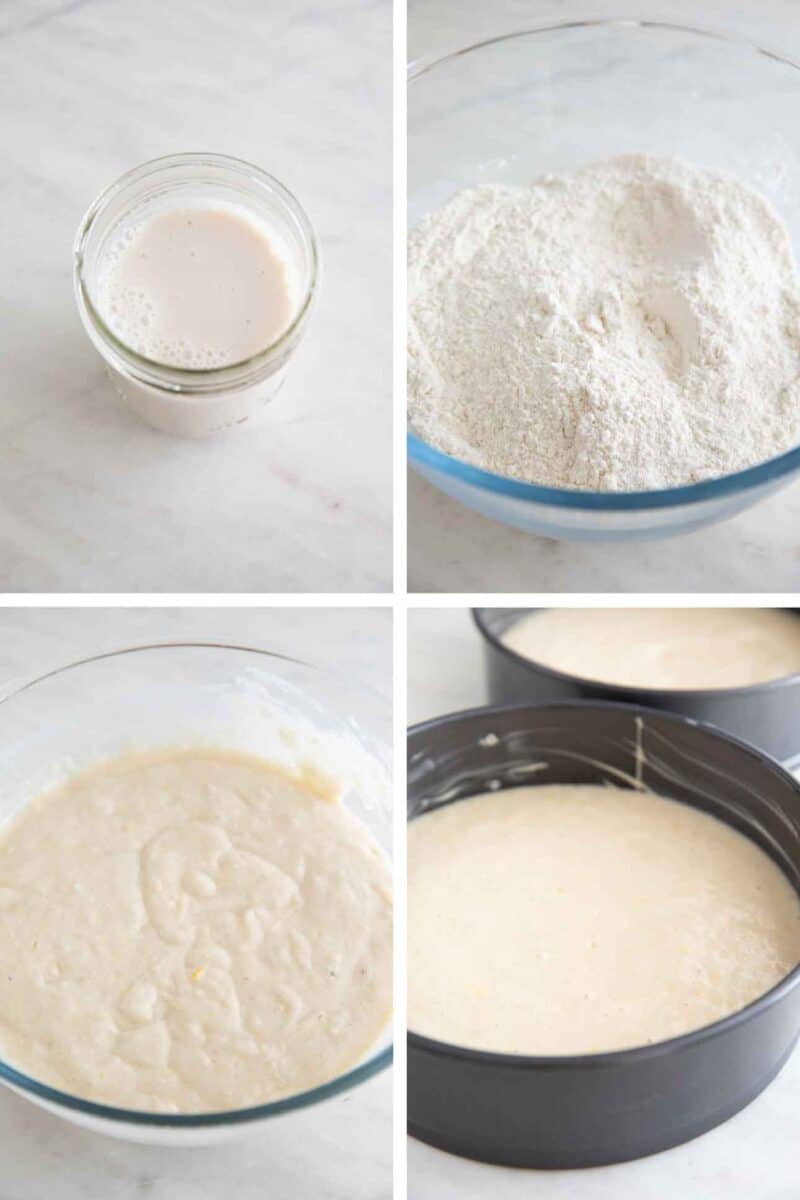 Step-by-step photos of how to make vegan lemon cake