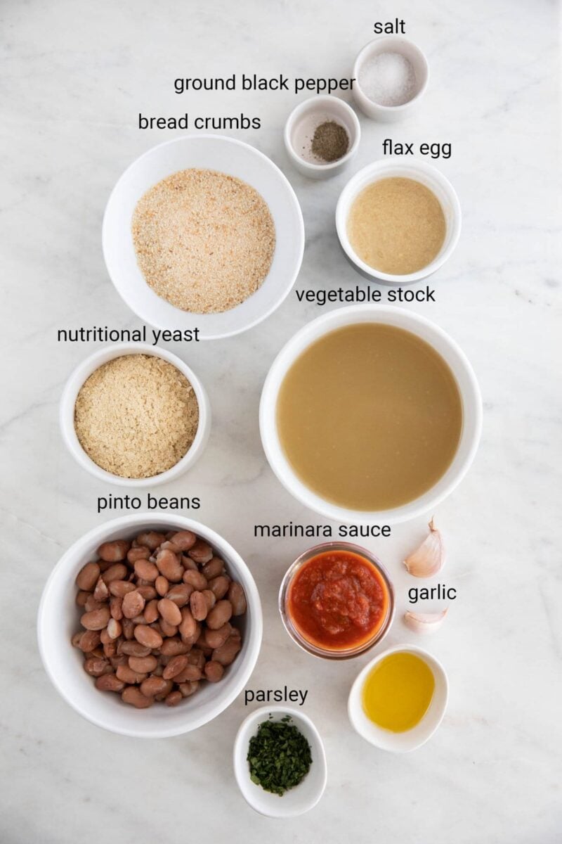 Photo of the ingredients needed to make vegan meatballs