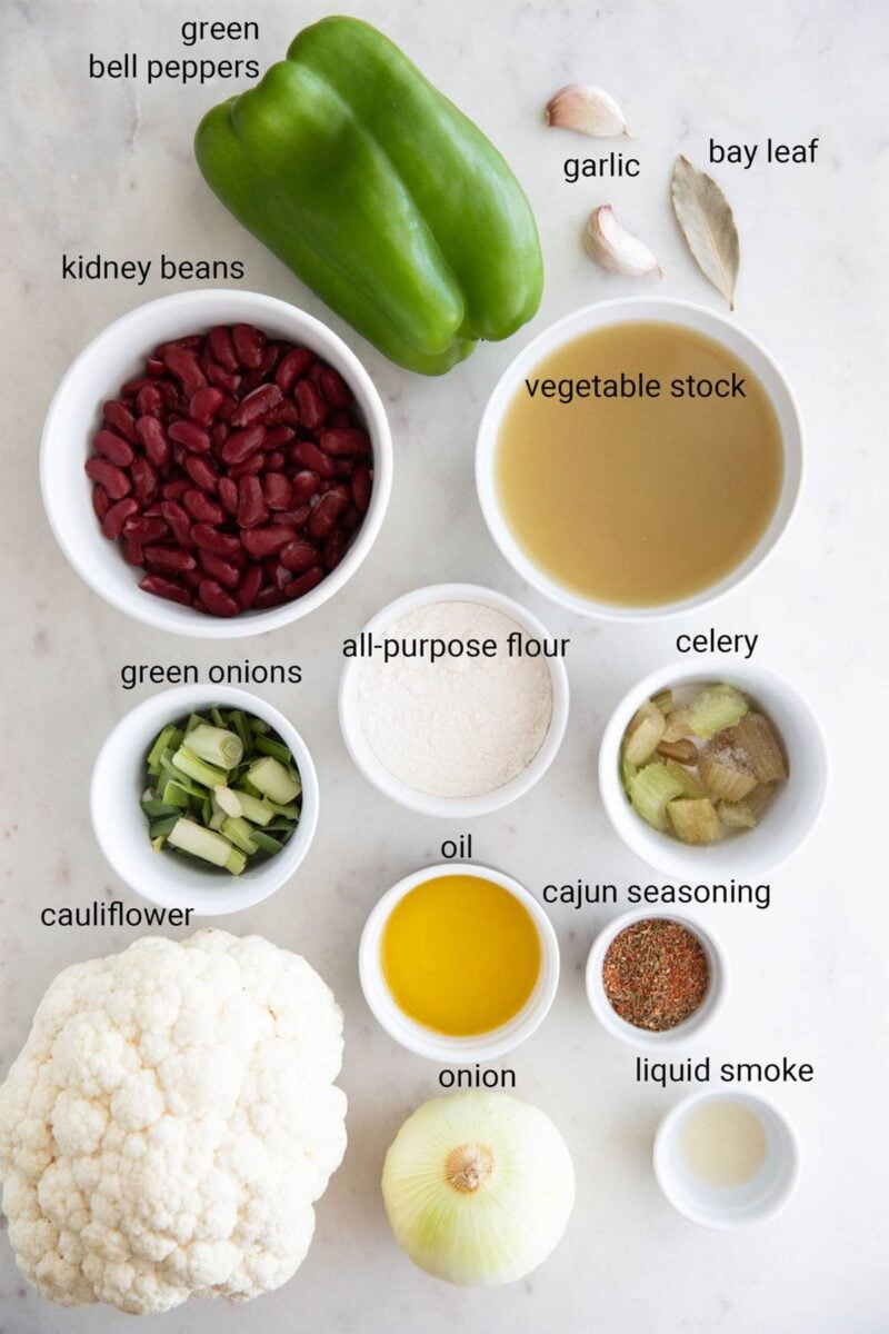 Photo of the ingredients needed to make vegan gumbo