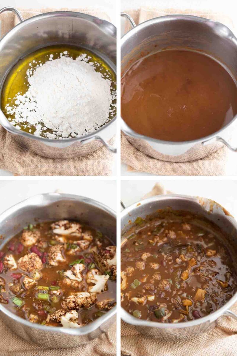 Step-by-step photos of how to make vegan gumbo
