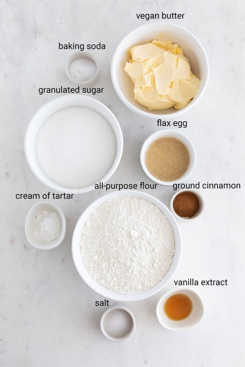 Photo of the ingredients needed to make vegan snickerdoodles