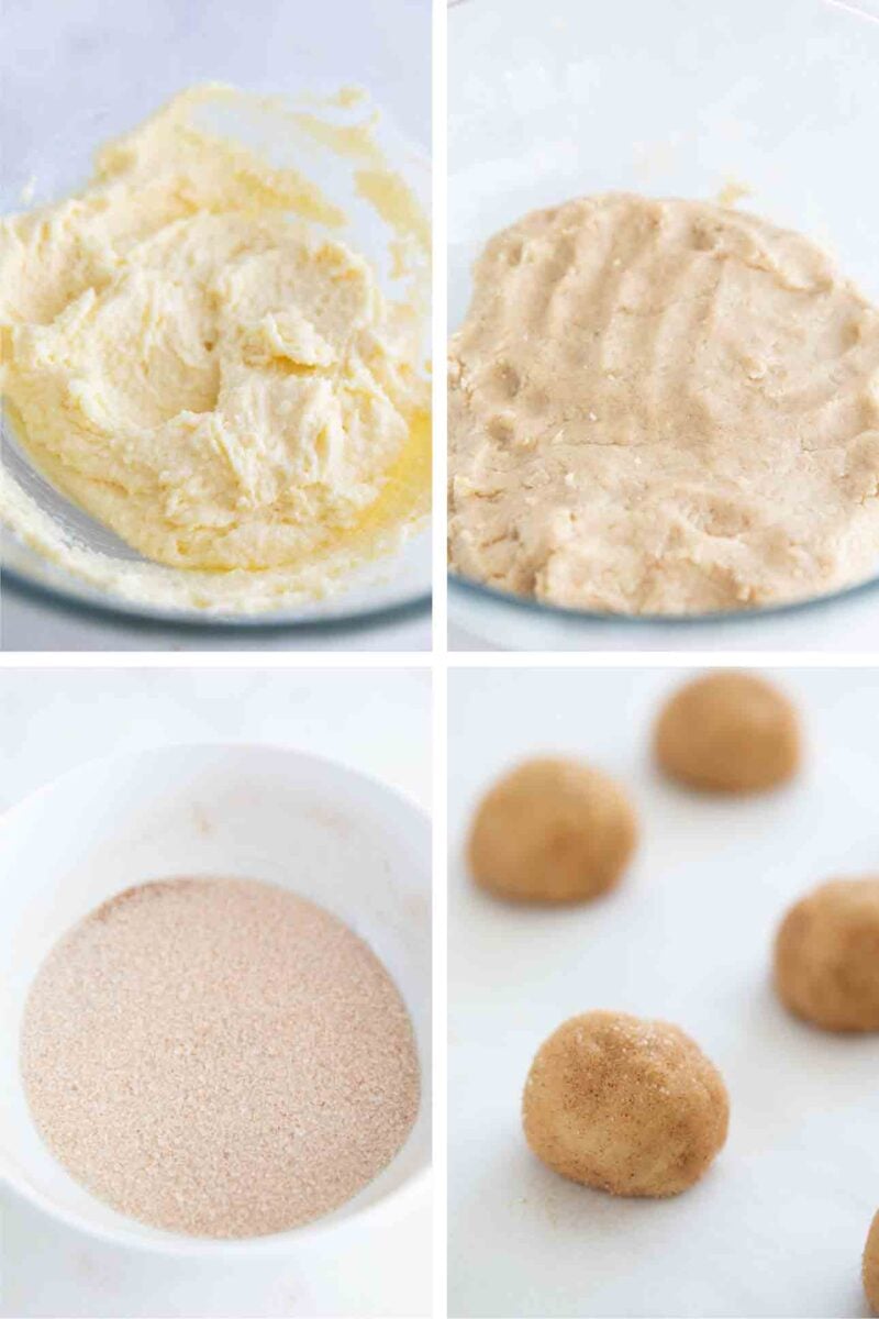 Step-by-step photos of how to make vegan snickerdoodles