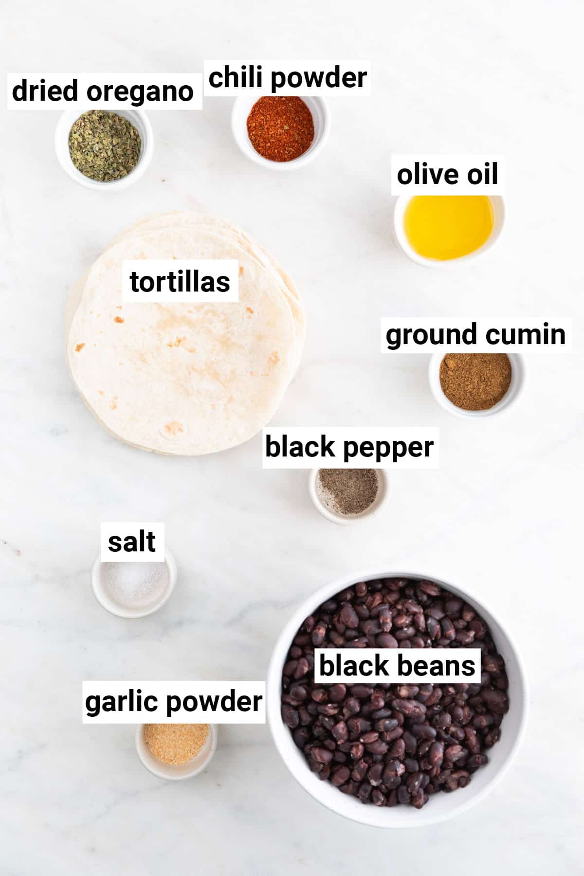 Ingredients needed to make vegan tacos.