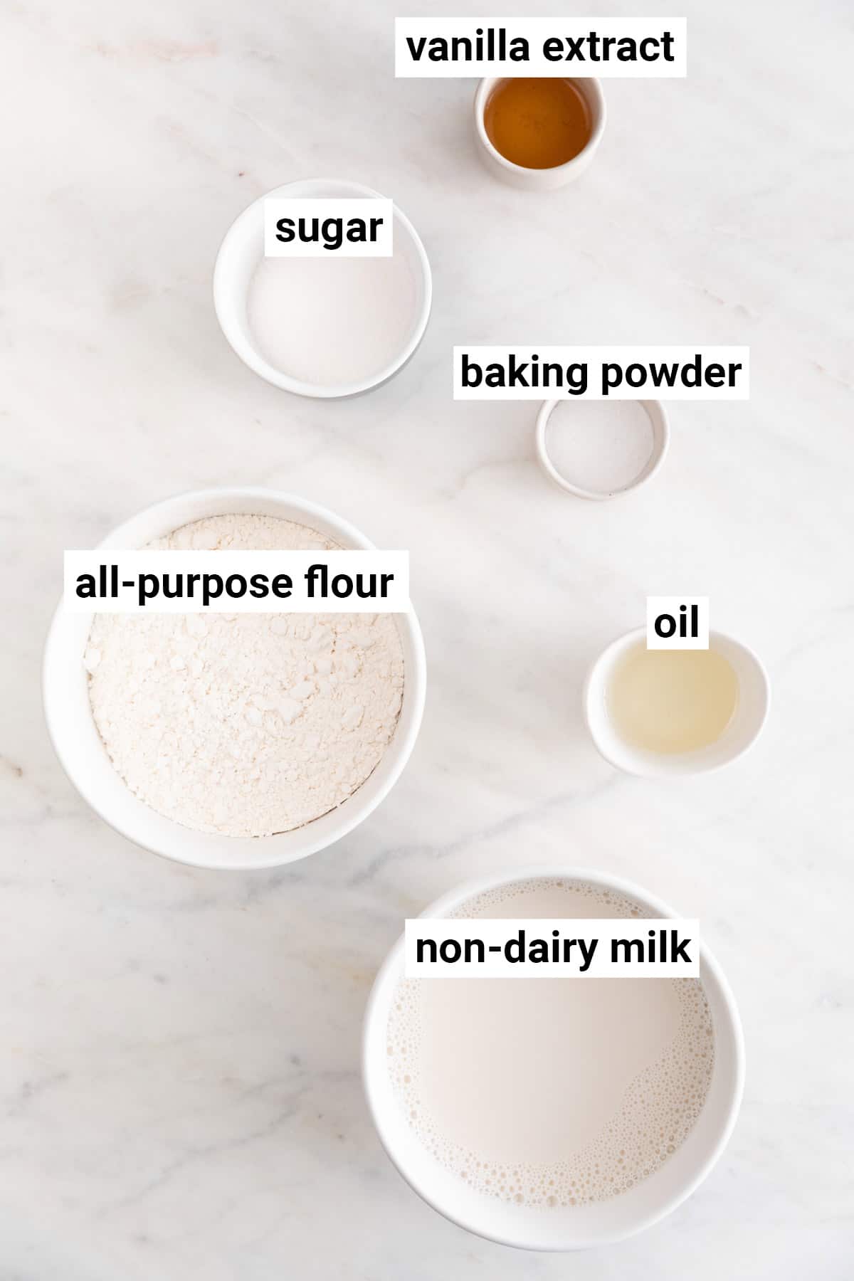 Ingredients needed to make vegan crepes.