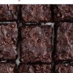 Overview of a vegan brownie cut into pieces with the text The Best Vegan Brownies.