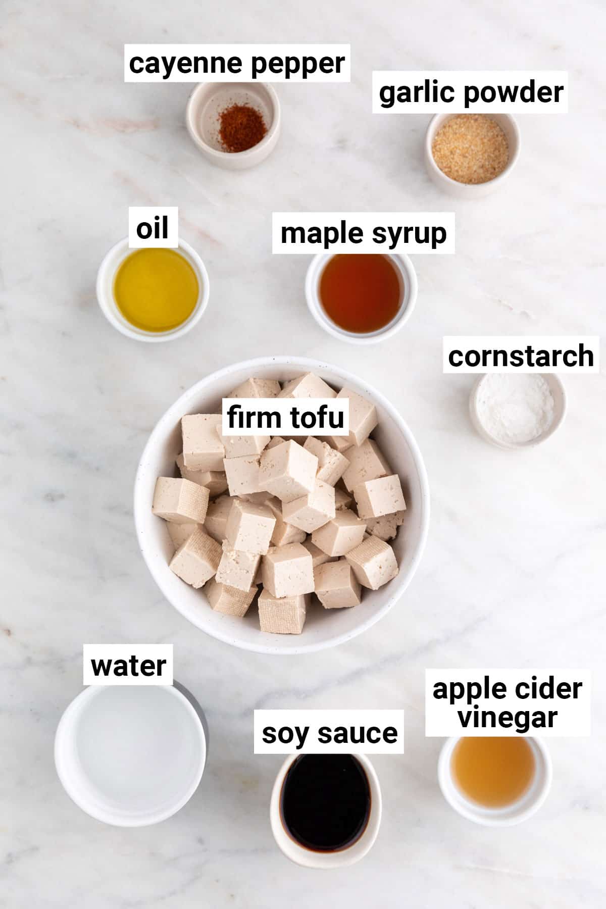 Ingredients need to make marinated tofu.