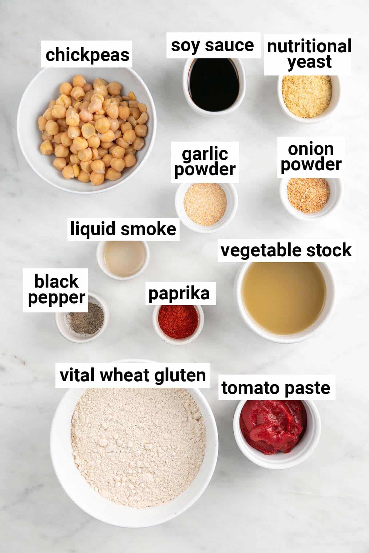 Ingredients needed to make vegan steak.