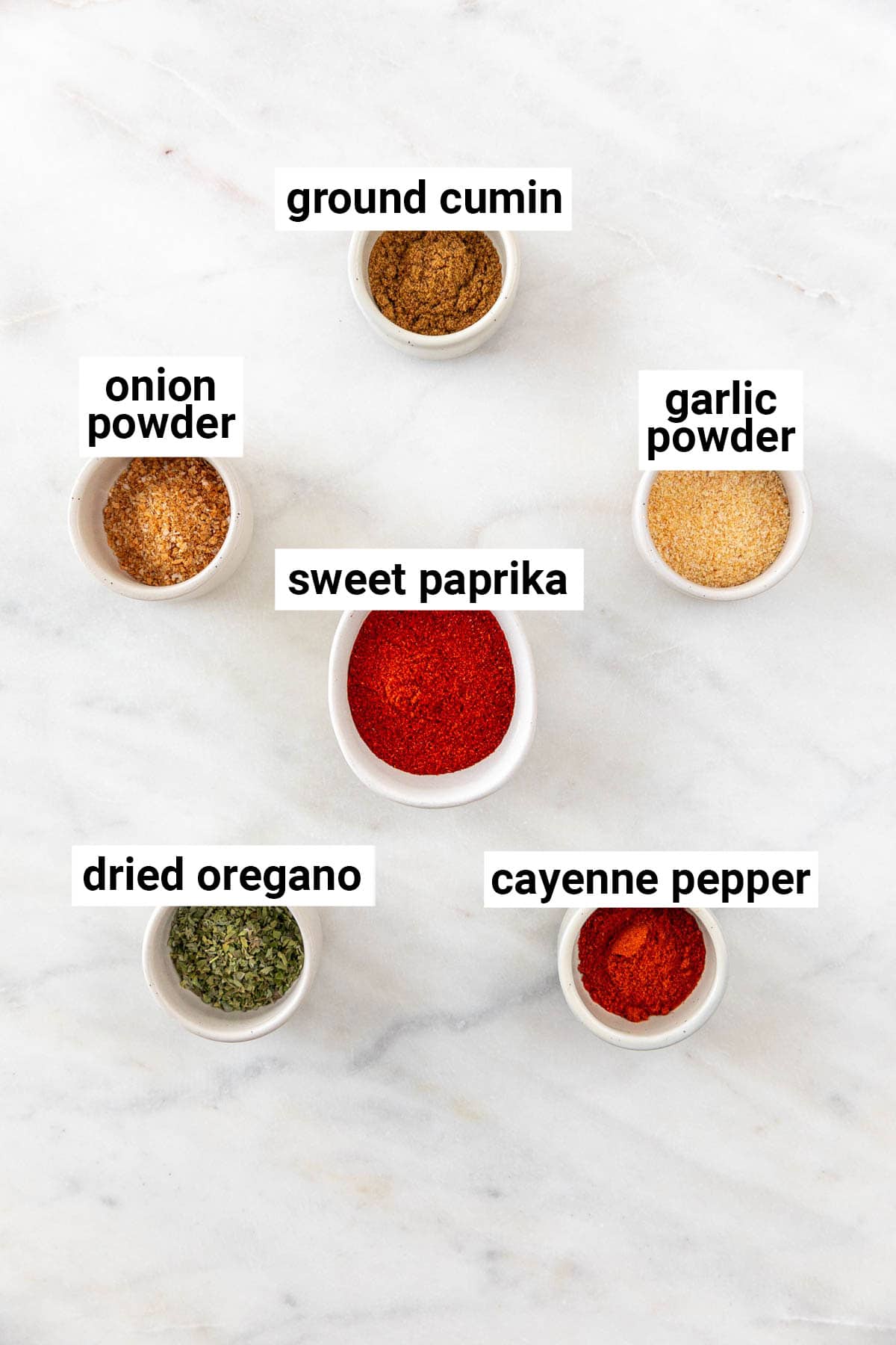 Ingredients needed to make chili powder.