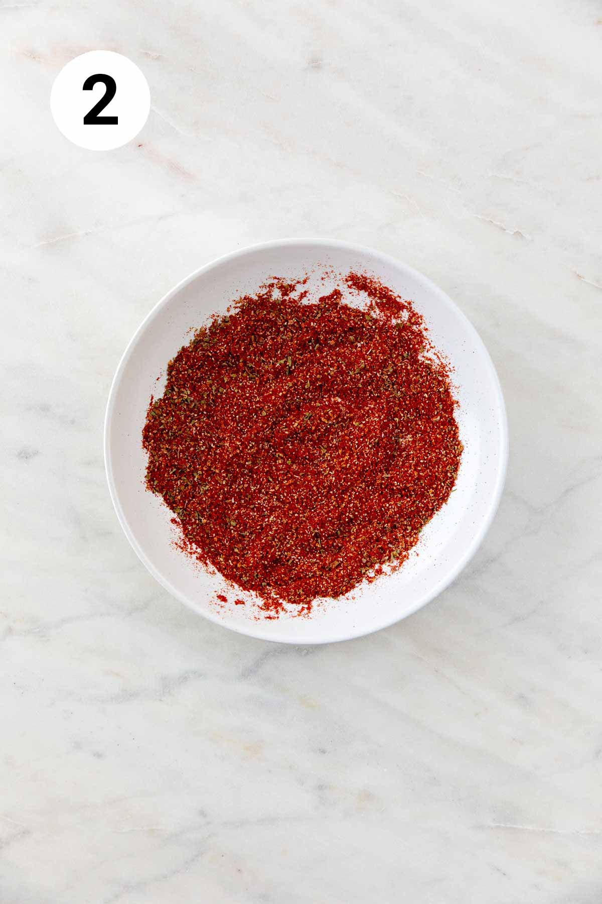 Homemade chili powder in a shallow dish.