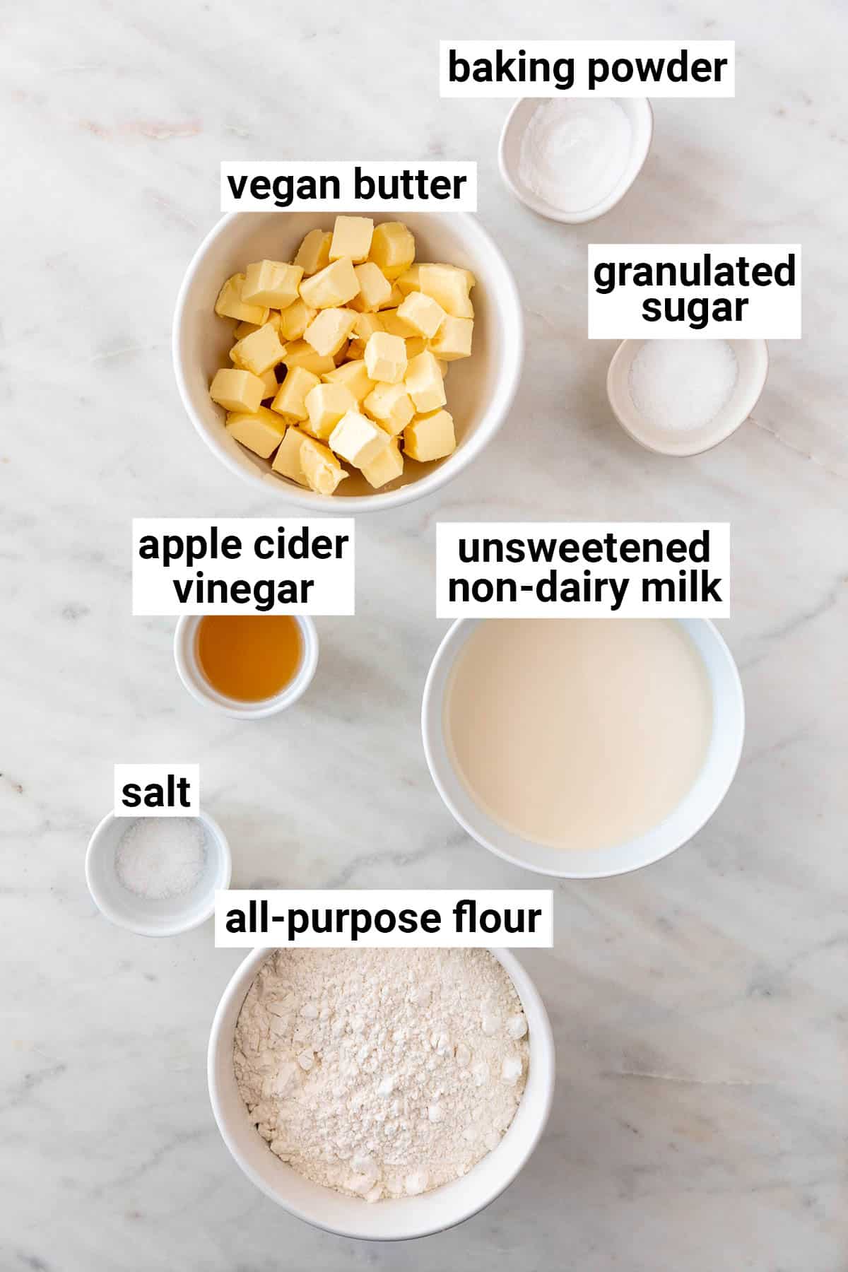 Ingredients needed to make vegan biscuits.