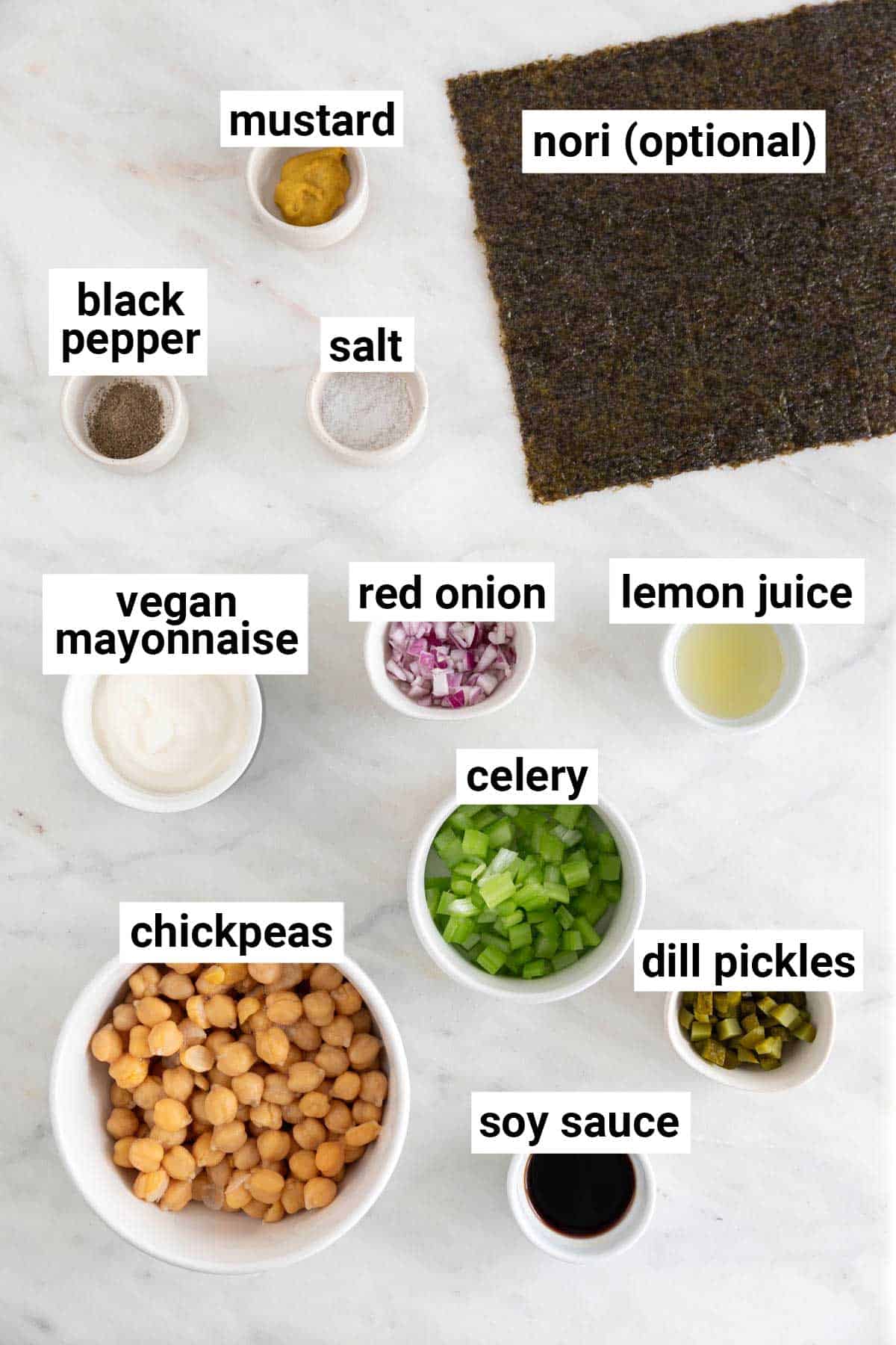 Ingredients needed to make vegan tuna.