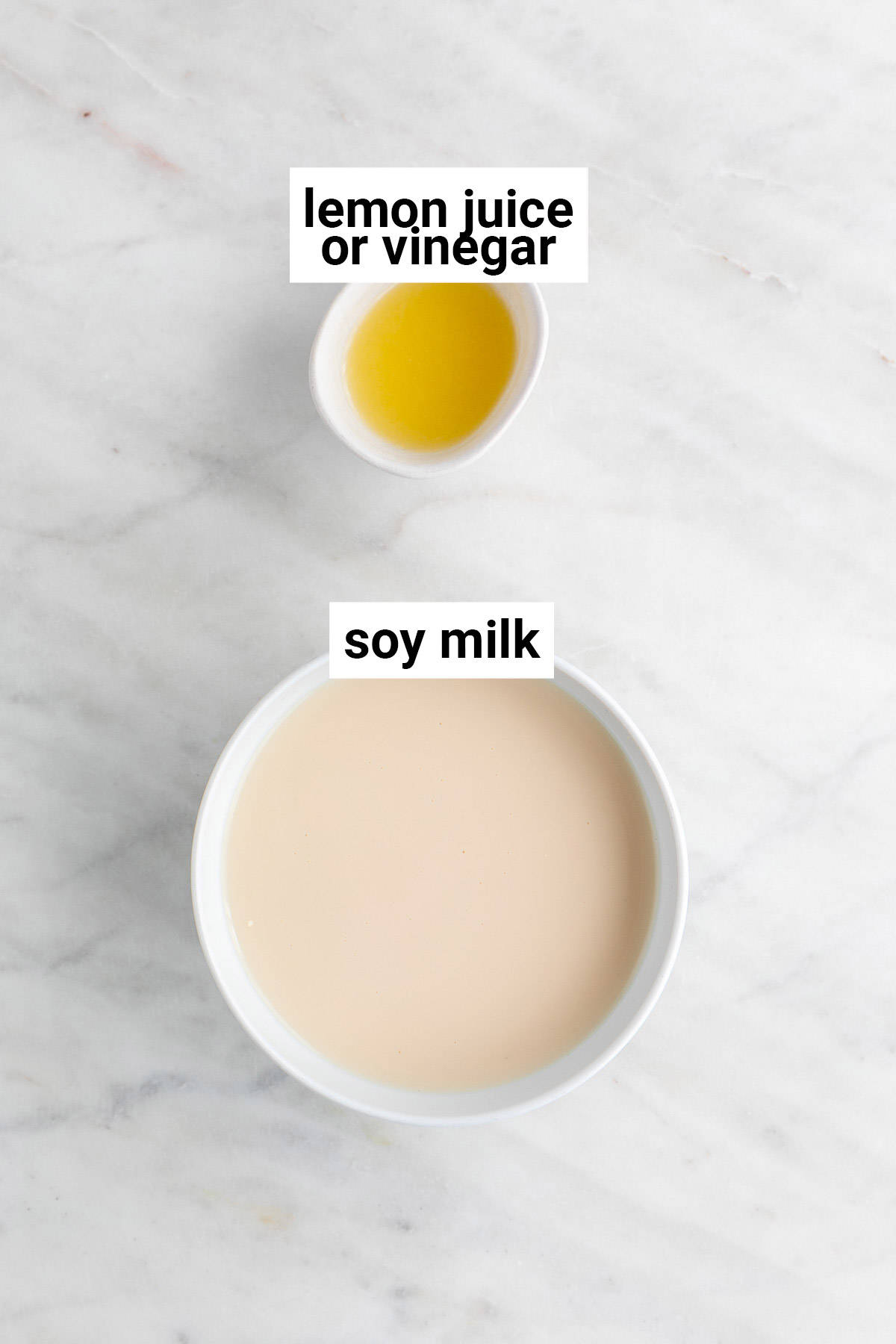 Ingredients needed to make vegan buttermilk.