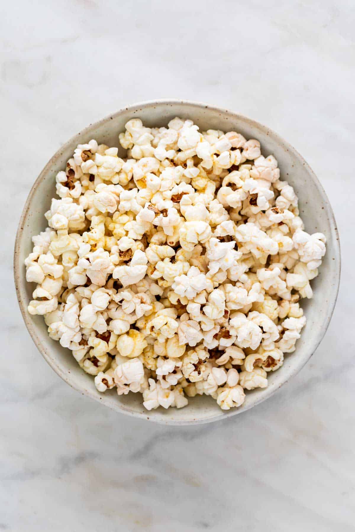 Vegan popcorn in a bowl.