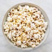 Plate of vegan popcorn.