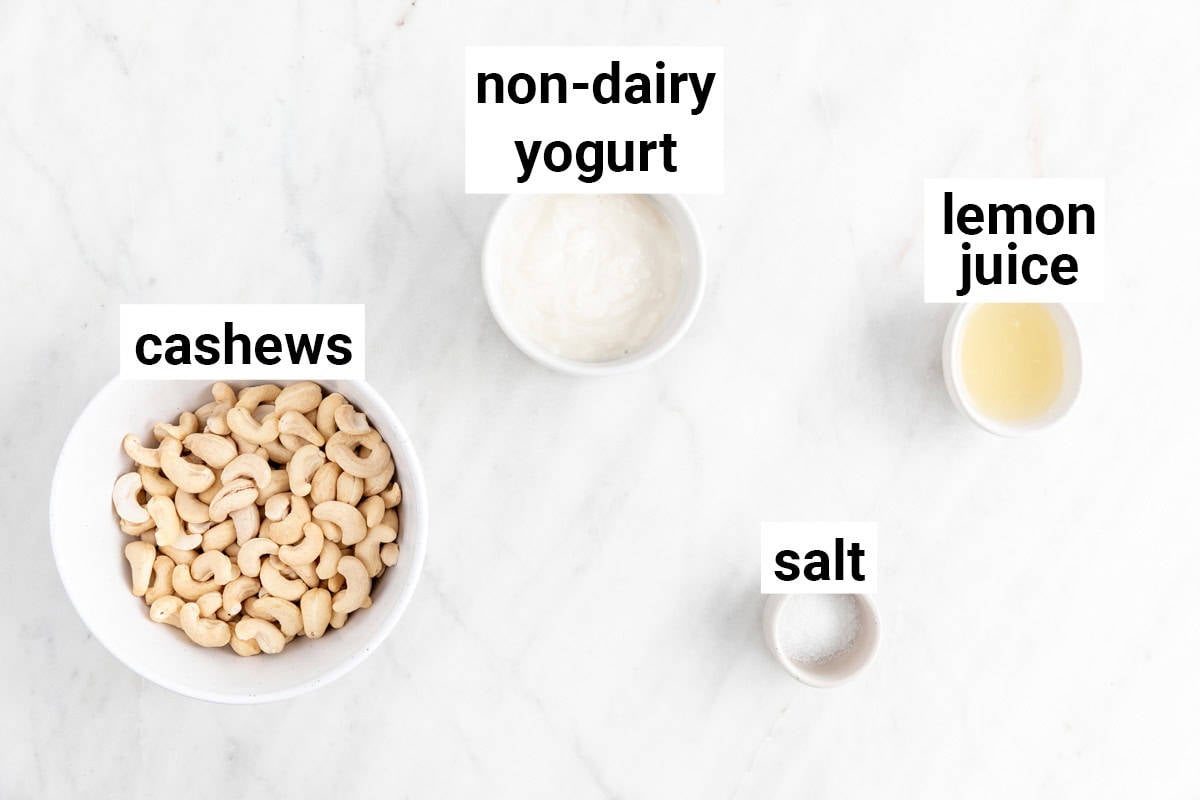 Ingredients needed to make vegan cream cheese.