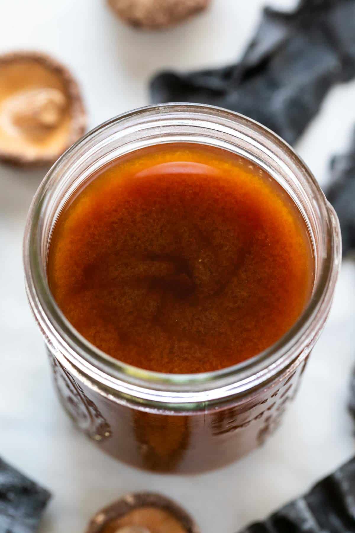 Jar with vegan fish sauce.
