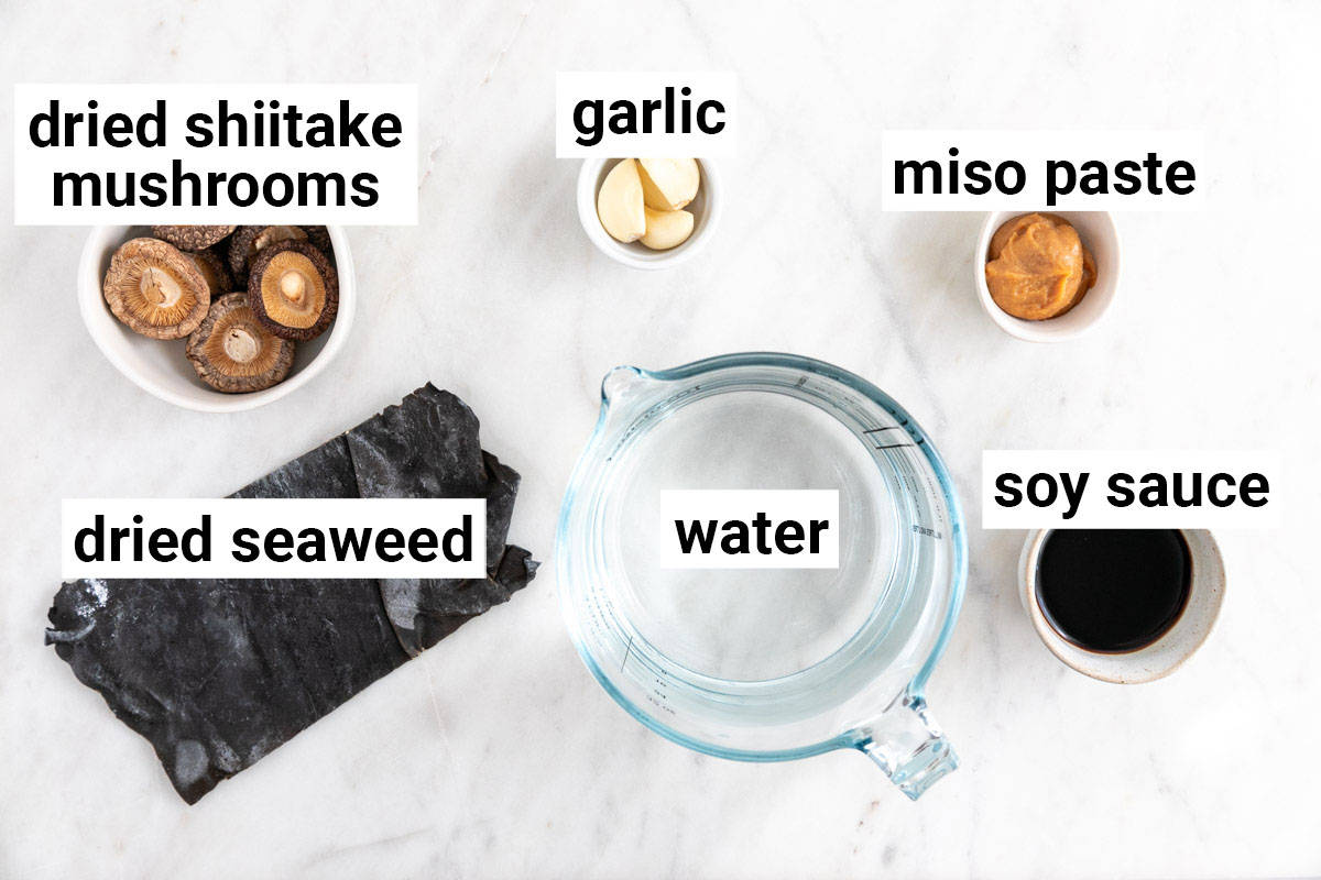 Ingredients needed to make vegan fish sauce.