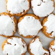 Frosted vegan pumpkin cookies.