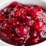 Bowl with vegan cranberry sauce.