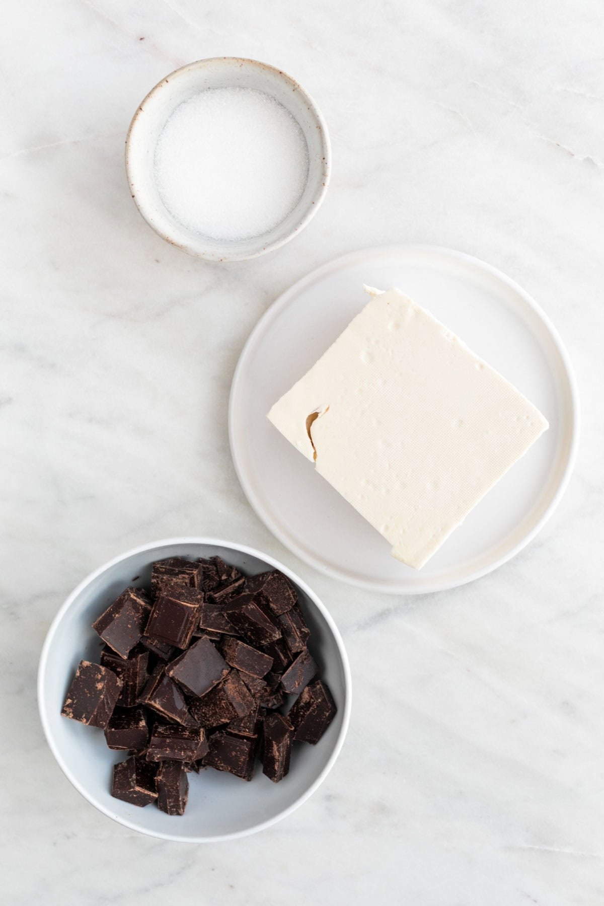 Ingredients for tofu chocolate mousse.