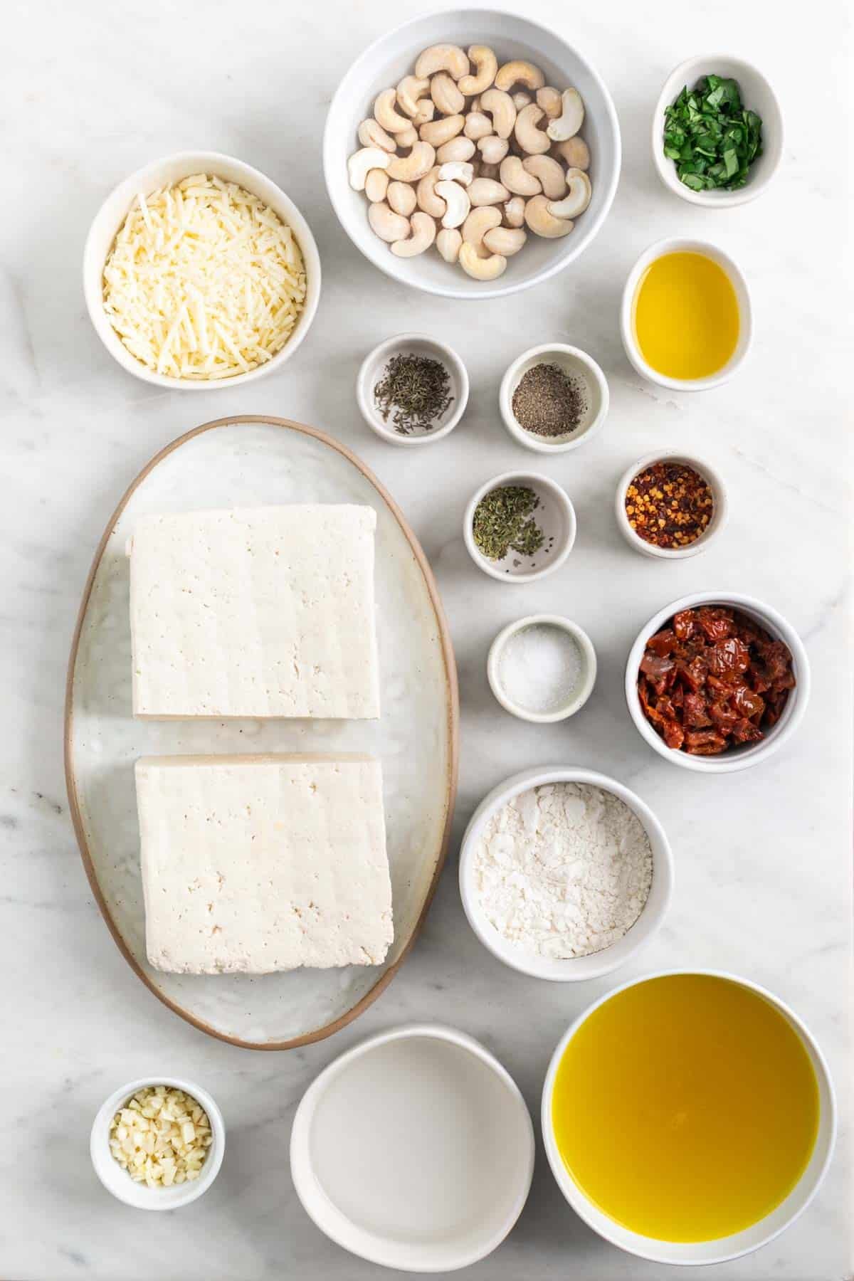 Ingredients for making marry me tofu.