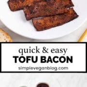 Tofu bacon served on a plate.