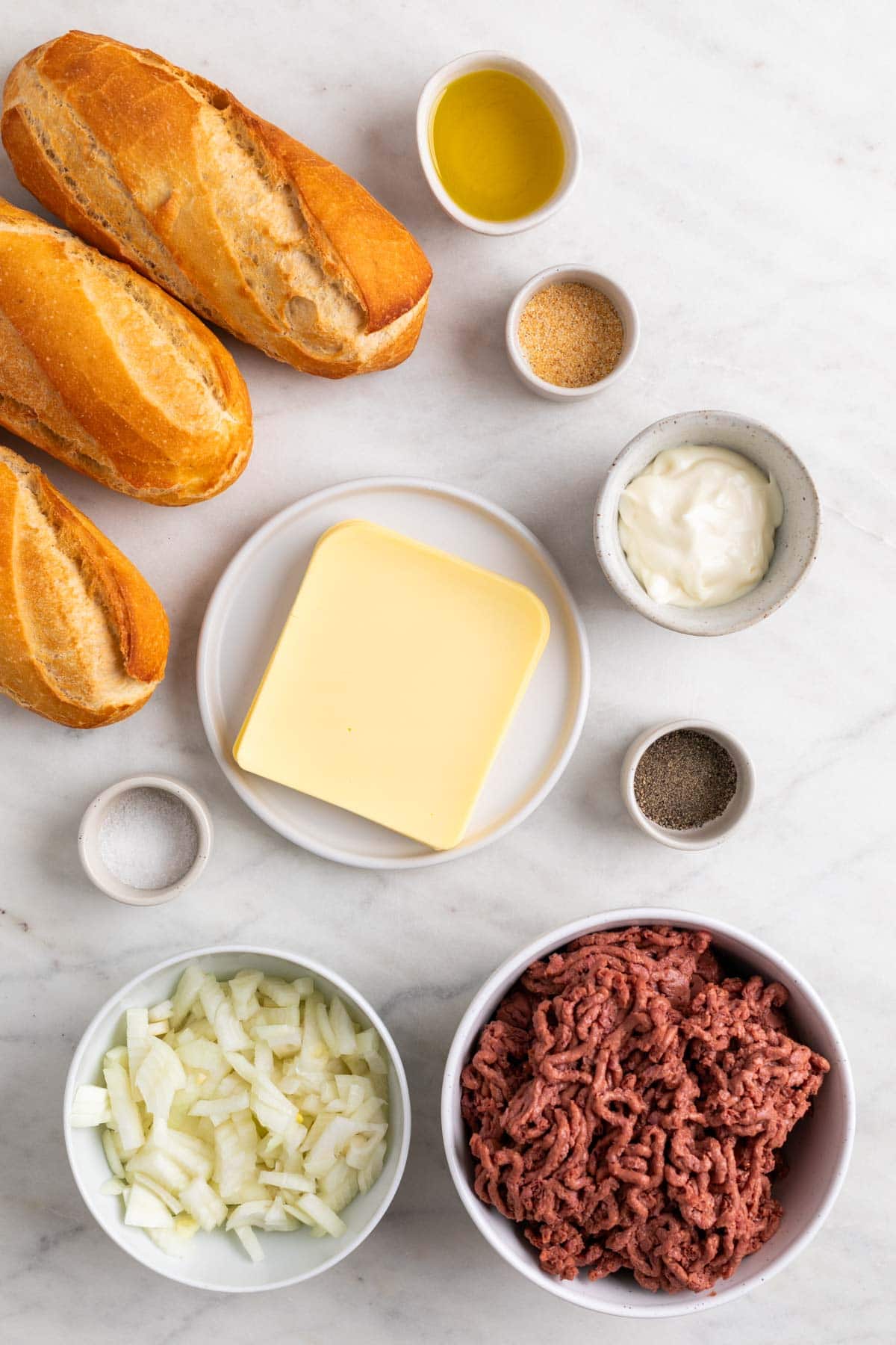 Ingredients for making vegan Philly cheesesteak.