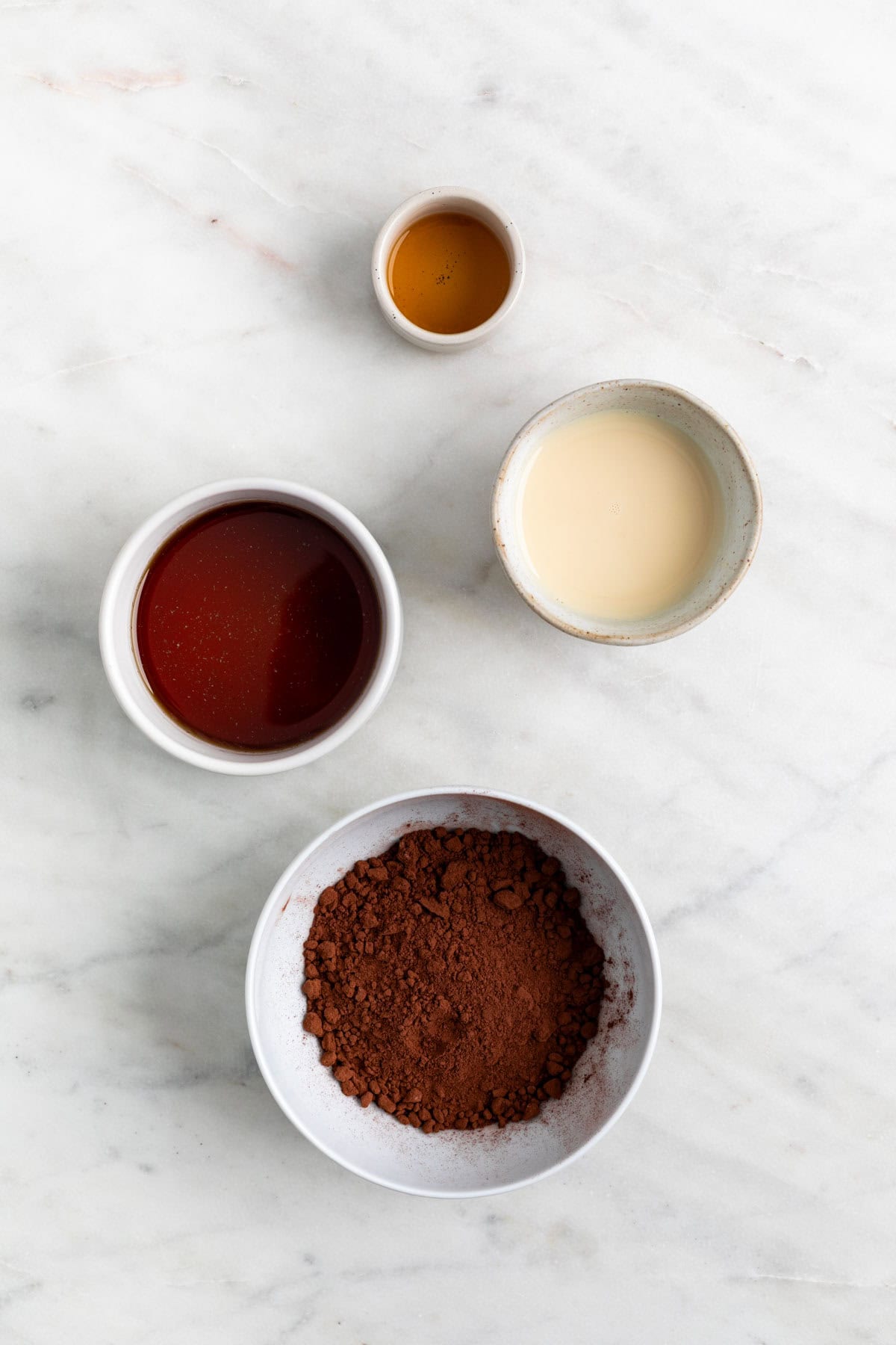 Ingredients for making vegan chocolate sauce.
