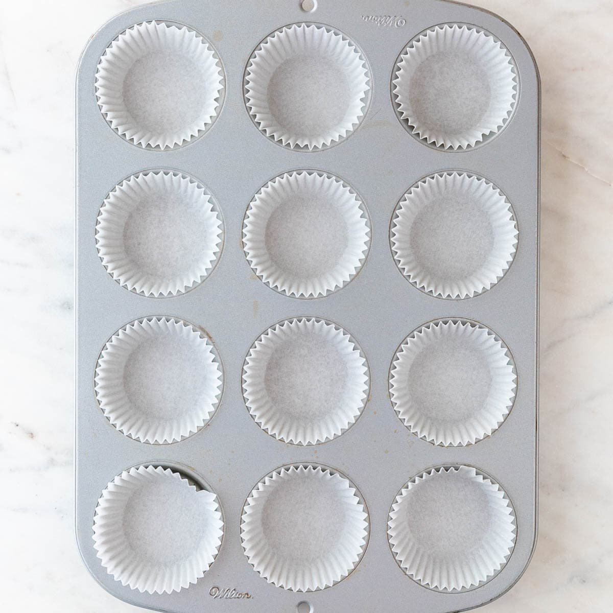 Lined muffin pan.
