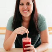 Iosune with a glass of juice.