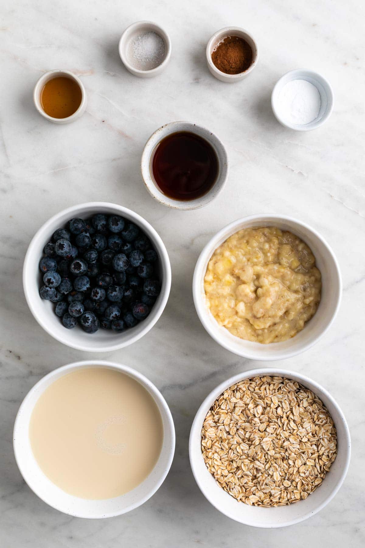 Ingredients to make vegan baked oatmeal.