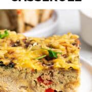 Vegan breakfast casserole served with parsley.