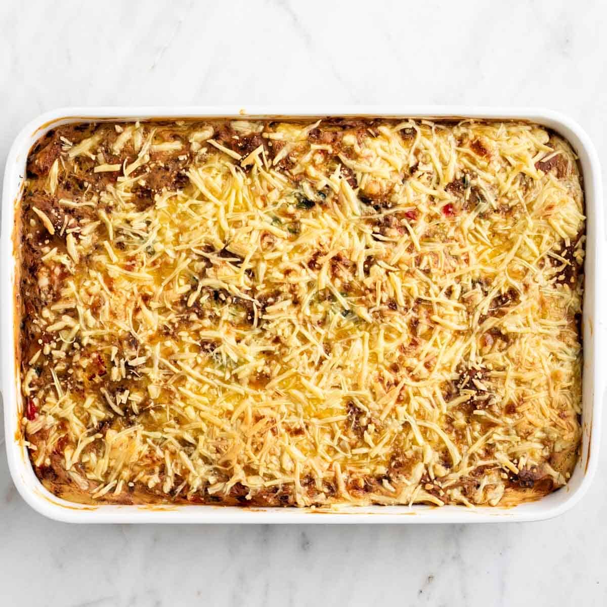 Baked vegan breakfast casserole.
