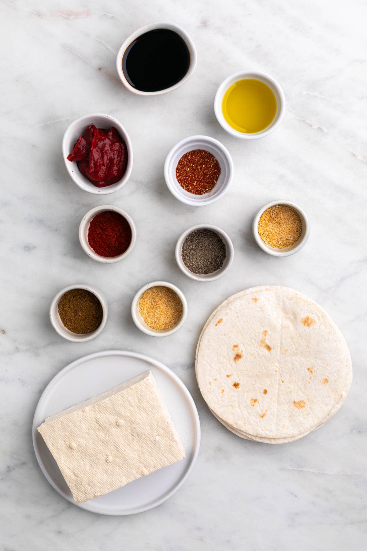 Ingredients for homemade baked tofu tacos.