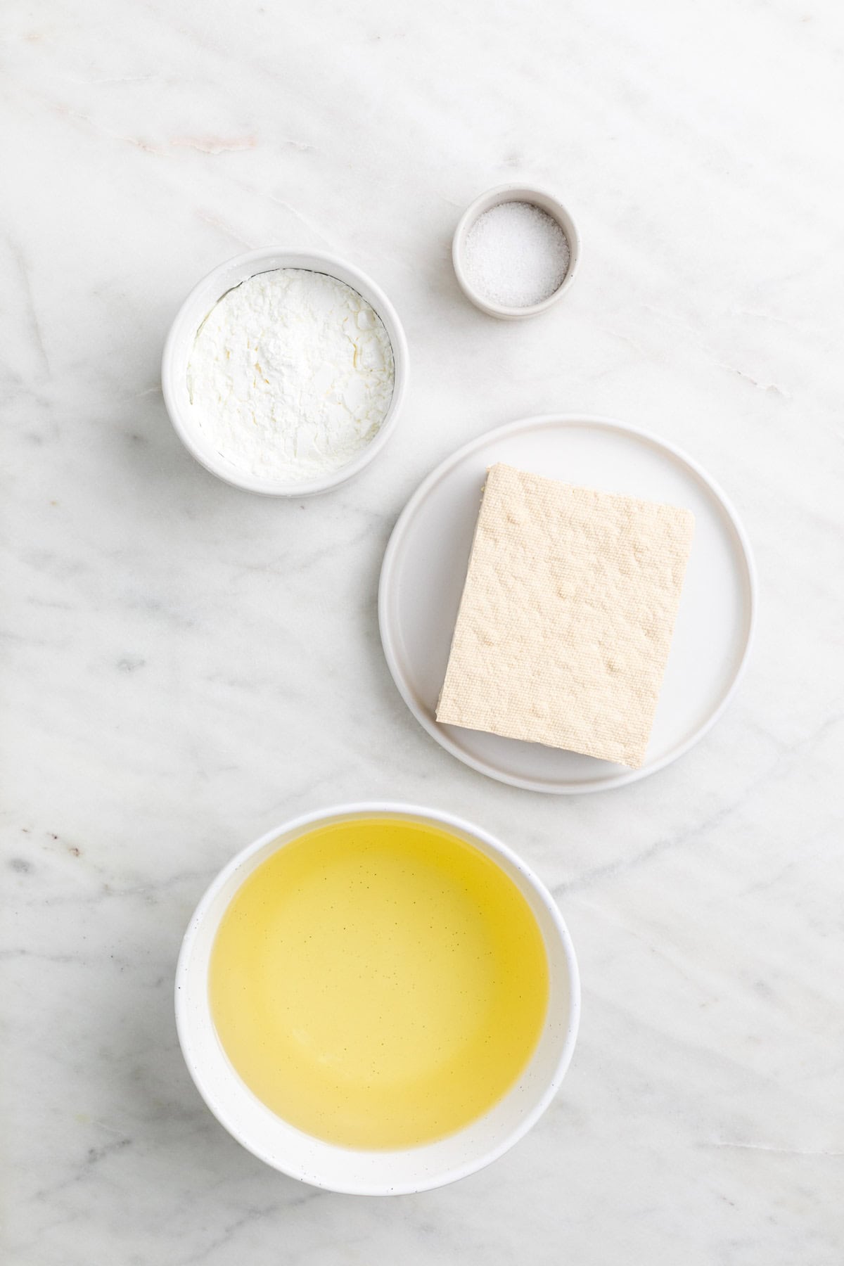 Ingredients for deep fried tofu.