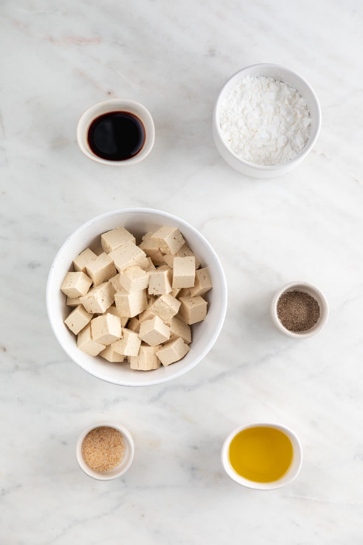 Ingredients for crispy fried tofu.