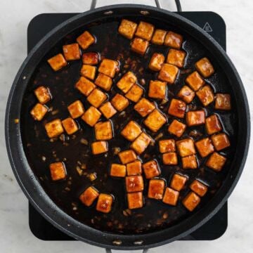 Crispy tofu tossed in Mongolian sauce.